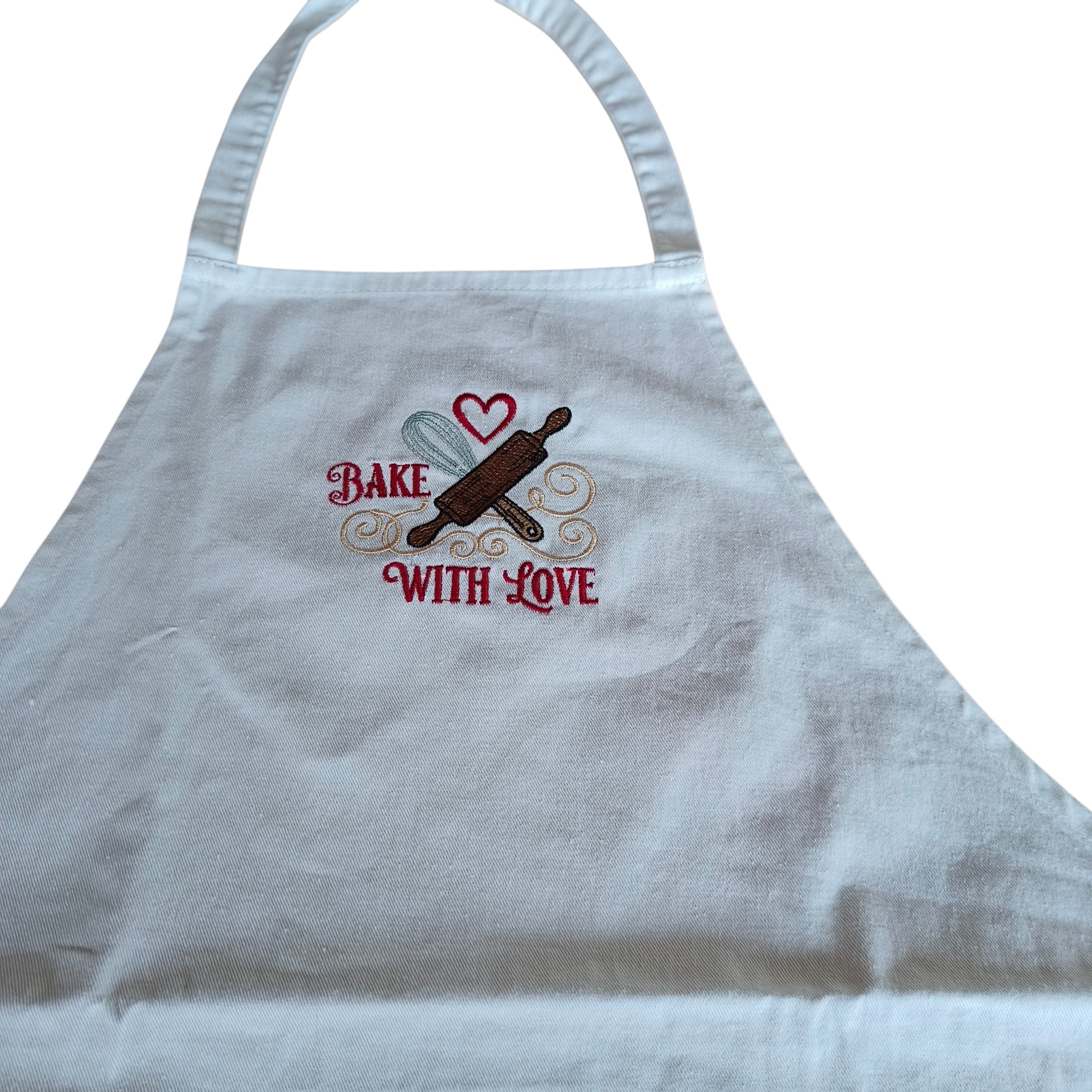 geborduurde schort 'bake with love'